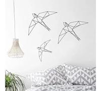 Origami Pájaros Pegatina de pared Geometría Pájaros volando Animales bonitos Naturaleza adorable Calcomanía de salón Decoración de pared para niños de guardería 51x43cm