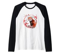 Origami Panda Rojo Kawaii Japón Pequeños Pandas Gato Osos Camiseta Manga Raglan