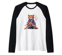 Origami Panda Rojo Kawaii Kimono Pequeños Pandas Gato Osos Camiseta Manga Raglan