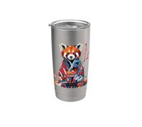 Origami Panda Rojo Kawaii Kimono Pequeños Pandas Gato Osos Vaso térmico de acero inoxidable de doble pared
