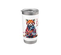 Origami Panda Rojo Kawaii Kimono Pequeños Pandas Gato Osos Vaso térmico de acero inoxidable de doble pared