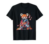 Origami Panda Rojo Kimono Kawaii Pequeños Pandas Gato Oso Camiseta