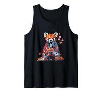 Origami Panda Rojo Kimono Kawaii Pequeños Pandas Gato Oso Camiseta sin Mangas