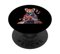 Origami Panda Rojo Kimono Kawaii Pequeños Pandas Gato Oso PopSockets PopGrip Adhesivo