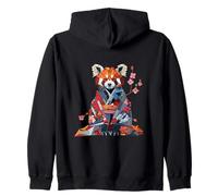 Origami Panda Rojo Kimono Kawaii Pequeños Pandas Gato Oso Sudadera con Capucha