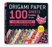 Tuttle Origami Paper 100 Hojas con Diseños de Gato, 15 cm x 15 cm, Papel no Encurtido, Coloreado, Ideal para Manualidades y Origami