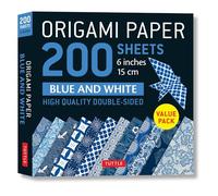 Origami Paper 200 sheets Blue and White Patterns 6" (15 cm): Double Sided Origami Sheets Printed with 12 Different Designs (Instructions for 6 Projects Included)