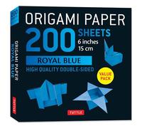Origami Paper 200 sheets Royal Blue 6": Solid Royal Blue 200 double-sided origami sheets and folding instructions for 9 projects.