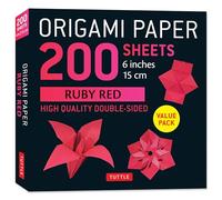 Origami Paper 200 sheets Ruby Red 6": Solid Red Double-Sided Origami Sheets with Instructions for 10 Projects