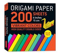 Origami Paper 200 sheets Vibrant Colors 6" (15 cm): Double-Sided Origami Sheets Printed with 12 Different Patterns (Instructions for 5 Projects Included)