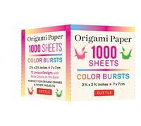 Origami Paper Color Bursts 1,000 sheets 2 3/4 in (7 cm): Double-Sided Origami Sheets Printed With 12 Unique Radial Patterns (Instructions for Origami Crane Included)