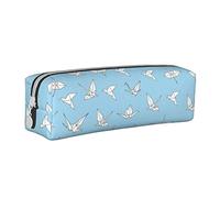 Origami Paper Crane Pattern Leather Pencil Case for Boys Girls Stationery Organizer Pouch Pen Box Portable Pencil Bag