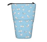 Origami Paper Crane Pattern Standing Pencil Case, Cute Pencil Pouch Large Capacity Pen Case Portable Pencil Bag for Wome, color, 5.0cm*10.5cm*20.5cm, Estuche para lápices
