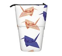 Origami Paper Crane Pattern Standing Pencil Case, Cute Pencil Pouch Large Capacity Pen Case Portable Pencil Bag for Wome, color, 5.0cm*10.5cm*20.5cm, Estuche para lápices