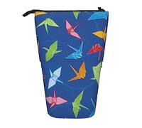 Origami Paper Crane Pattern Standing Pencil Case, Cute Pencil Pouch Large Capacity Pen Case Portable Pencil Bag for Wome, color, 5.0cm*10.5cm*20.5cm, Estuche para lápices