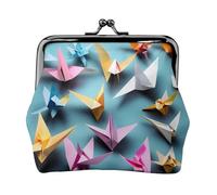 Origami Paper Cranes - Cartera de piel sintética de microfibra impresa con cierre de beso para organizar el cambio de llaves del lápiz labial