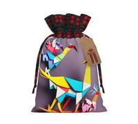 Origami Papercraft Cranes 1 bolsa de Navidad con cordón de 8.3 x 11.8 pulgadas, bolsa robusta para regalos y artículos esenciales de uso diario