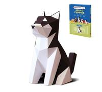 ORIGAMIPLANET Kit de manualidades 3D para cachorros de origami, escultura de papel de origam Husky para niños y adultos, regalo ideal para los amantes de los perros y decoración única del hogar, fácil