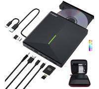 ORIGBELIE Grabadora CD DVD Externa con 4 Puertos USB y 2 Ranuras para Tarjetas TF/SD, USB 3.0 Lector CD Externo para Portatil, PC, Desktop, MacBook, Windows 11/10/8/7/Vista, Linux, Mac OS con Caja