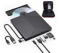 ORIGBELIE Lector CD DVD Externo, USB 3.0 y Type-C CD/DVD +/-RW Drive, Grabadora CD DVD Externa para PC, Portátil, Escritorio, iMac, MacBook Pro/Air, Windows 11/10/8/7/XP/Vista, Linux, Mac OS con Caja