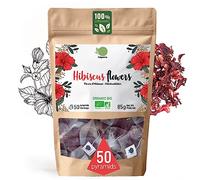 ORIGEENS Flor de Jamaica BIO, 50 bolsitas de té | Flor de Hibisco Ecológico por Te Frio, Agua de Jamaica, Infusion | Te de Hibisco organico por Dieta Detox Drenante