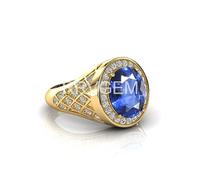 Origianal - Anillo de dedo de 4 quilates hecho a mano con hermosa piedra para hombres y mujeres, joyería coleccionable, anillo Neelam chapado en oro para hombres y mujeres, certificado B0CH8X3QMRNAMZ