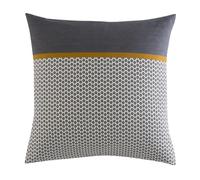 Origin Funda de Almohada Estampada de bambú, Made in France, Jules, 63 x 63 cm, Gris Carbono