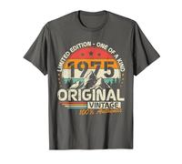 Original 1975 Vintage Cumpleaños 50 Años para Hombres Mujeres Camiseta, Hombre, Asfalto, L