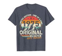 Original 1975 Vintage Cumpleaños 50 Años para Hombres Mujeres Camiseta, Hombre, Azul Jaspeado, 5XL