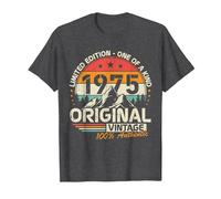 Original 1975 Vintage Cumpleaños 50 Años para Hombres Mujeres Camiseta, Hombre, Jaspeado Oscuro, 6XL