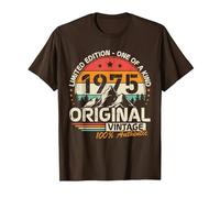 Original 1975 Vintage Cumpleaños 50 Años para Hombres Mujeres Camiseta, Hombre, Marrón, M