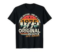 Original 1975 Vintage Cumpleaños 50 Años para Hombres Mujeres Camiseta, Hombre, Negro, 5XL