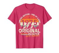 Original 1975 Vintage Cumpleaños 50 Años para Hombres Mujeres Camiseta, Hombre, Rojo Jaspeado, L