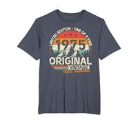 Original 1975 Vintage Cumpleaños 50 Años para Hombres Mujeres Camiseta, Hombre Tallas Grandes, Azul Jaspeado, 4X Alto