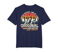 Original 1975 Vintage Cumpleaños 50 Años para Hombres Mujeres Camiseta, Hombre Tallas Grandes, Azul Marino, 3X Alto