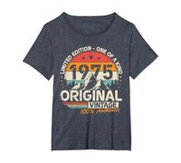 Original 1975 Vintage Cumpleaños 50 Años para Hombres Mujeres Camiseta, Mujer Tallas Grandes, Azul Jaspeado, 2XL Grande