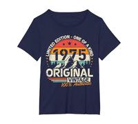 Original 1975 Vintage Cumpleaños 50 Años para Hombres Mujeres Camiseta, Mujer Tallas Grandes, Azul Marino, 4XL Grande