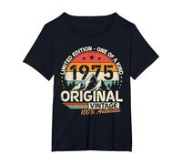 Original 1975 Vintage Cumpleaños 50 Años para Hombres Mujeres Camiseta, Mujer Tallas Grandes, Negro, 1XL Grande