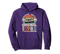 Original 1985 40 años Regalo cumpleaños para Hombres Mujeres Sudadera con Capucha, Unisex para Adultos, Morado, M