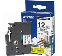 Original brother cinta rotuladora laminada tze-231 negro/blanco 8m 12m