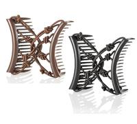 Original Comfy Comb - Peine doble para cabello fino y ondulado, peinados fáciles de cola de caballo y recogidos de larga duración (negro y marrón, mediano)