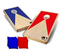 Original Cornhole Pro® Oficial | Juego de Cornhole Americano en Azul y Rojo | Dimensiones Oficiales | 100% Madera | 2 Tableros + 8 Bolsas + 1 Tapa Protectora | OriginalCup