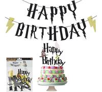 Original Cup® - Adornos de Brujería para Tarta de Cumpleaños - Banderola Grande de Feliz Cumpleaños con Accesorios para Poner en la Tarta de Cumpleaños, para Niños y Niñas