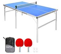 Original Cup EasyPong | Mesa de Ping Pong Azul | 182x91cm Fácil de Transportar | Estable | Ideal para Exterior e Interior | 2 Raquetas + 4 Pelotas | Tenis de Mesa | 100% diversión