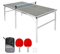 Original Cup EasyPong | Mesa de Ping Pong Gris | 182x91cm Fácil de Transportar | Estable | Ideal para Exterior e Interior | 2 Raquetas + 4 Pelotas | Tenis de Mesa | 100% diversión