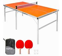 Original Cup EasyPong | Mesa de Ping Pong Naranja | 182x91cm Fácil de Transportar | Estable | Ideal para Exterior e Interior | 2 Raquetas + 4 Pelotas | Tenis de Mesa | 100% diversión