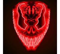 Original Cup Máscara de Diablo con LEDs rojos | Plástico duro de primera calidad | Máscara de neón brillante con 3 modos de parpadeo | Disfraz original para Halloween y fiesta de disfraces