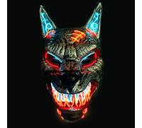 Original Cup Máscara LED Hombre Lobo | Plástico Rígido | 3 Modos de Parpadeo | Máscara LED de Halloween | Neón | 100% Horror | 100% Diversión