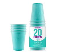 Original Cup, Pack de 20 Copas Turquesas Originales Oficiales, Copas Americanas 53cl Beer Pong, Vasos de Plástico Reutilizables, Lavado a Mano ya Máquina