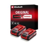 Original Einhell Batería 3 Ah Power X-Change PLUS (18 V, iones Li, de uso universal para todos los aparatos Power X-Change, control de nivel de carga, Twin-Pack, incl. 2 baterías 3 Ah, sin cargador)